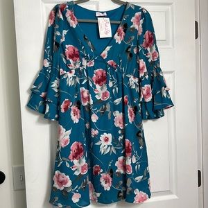 Pink Lily floral dress - size large